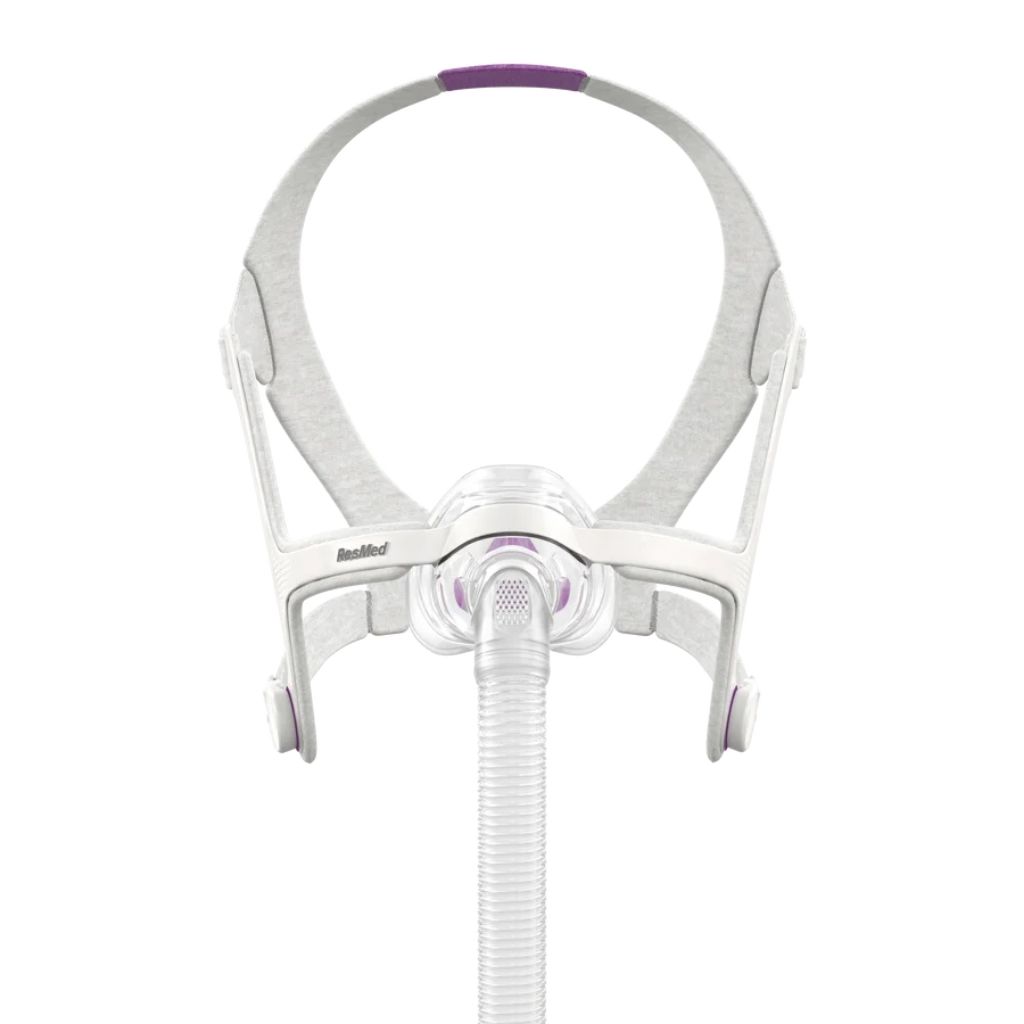 Predný pohľad na nosovú CPAP masku ResMed AirFit N20 for Her